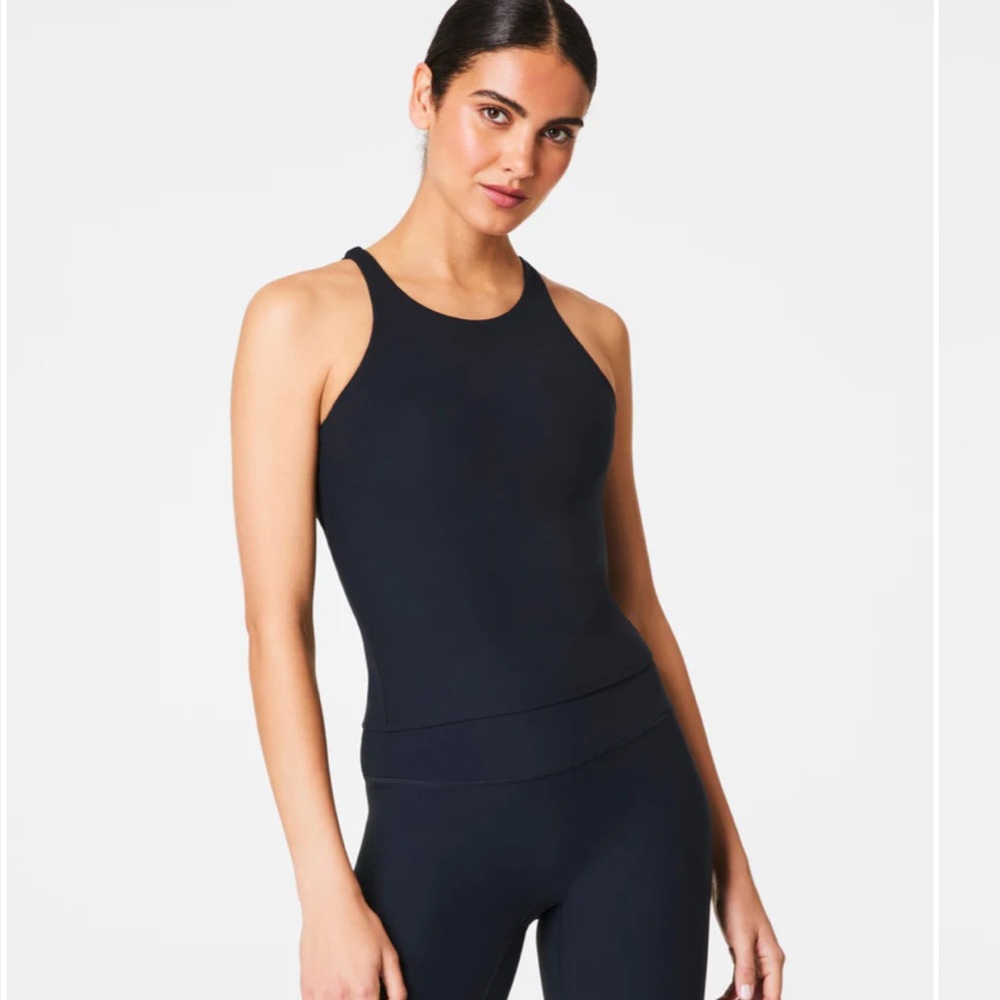 New SPANX Black High Neck Shelf Tank